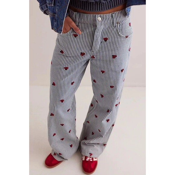Free People We The Free Bugged Out Straight-Leg Jeans Pants Ladybug XS-26 278803